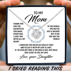 To My Mom Floral Circle Love Knot Necklace