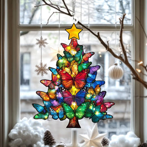 Butterfly Christmas Tree Suncatcher, Butterfly Christmas Ornament