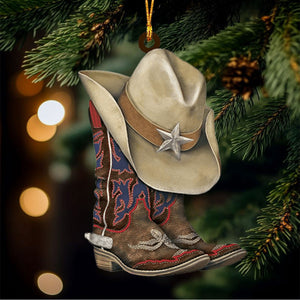 BOOTS AND HAT COWBOY Christmas Ornament