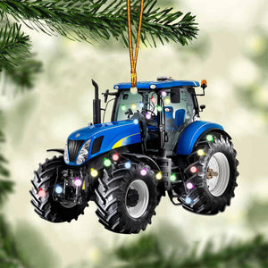 Farmer Tractor With Christmas Ornament