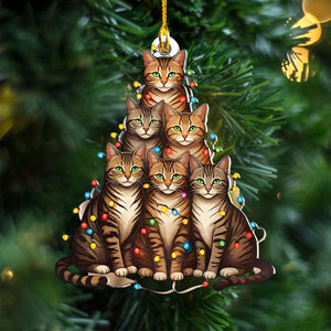 Tabby Cats Christmas Tree Ornament, Christmas gift, Cats Lover Gift