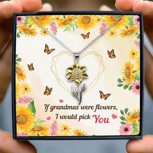 If Grandmas Were Flowers Sunflower Pendant Necklace