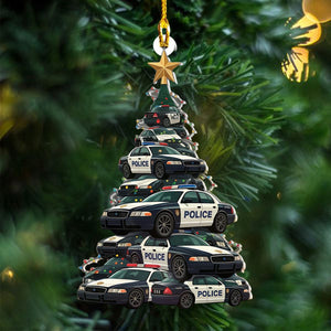 Police Cars Christmas Tree Ornament, Gift For Police Officers