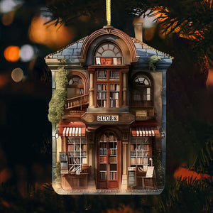Vintage Bookstore Christmas Ornament - Unique Book Lover Gift