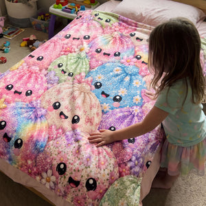 Cozy Dumpling Blanket, Kawaii Plush Blanket