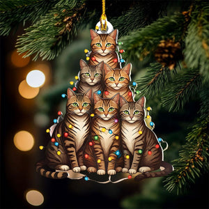 Tabby Cats Christmas Tree Ornament, Christmas gift, Cats Lover Gift