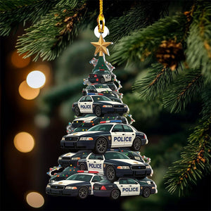 Police Cars Christmas Tree Ornament, Gift For Police Officers