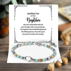 God Bless You on Your Baptism - Grace Stay upon You Everyday - Religious Cross Bracelet