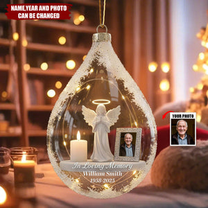 Custom Photo Angel Candle - Personalized Christmas Acrylic Ornament