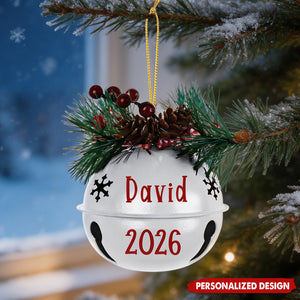 Personalized Metal Bell Christmas Ornament - Custom Name Sleigh Bell Tree Decoration