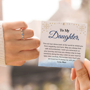 To My Daughter Heart and Evil Eye Ring