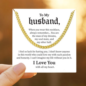 To My Husband, I Love You Link Chain Necklace