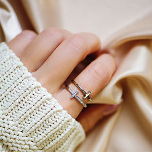 To My Daughter "Pray Through It" Twin Band Cross Ring