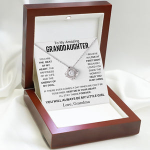 To My Amazing Granddaughter " You are the beat of my heart " Love Grandma Love Knot Necklace