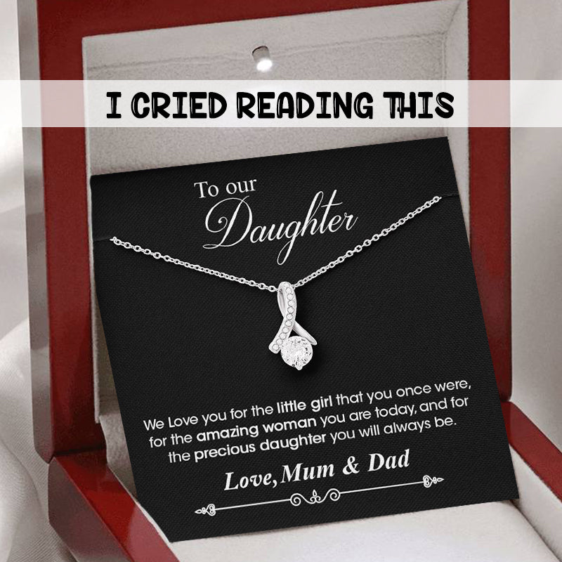 "To Our Daughter, Love mum & Dad" White gold necklace