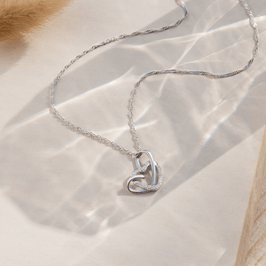 To My Daughter, Our Hearts Are Always Linked Together Interlocking Heart Necklace