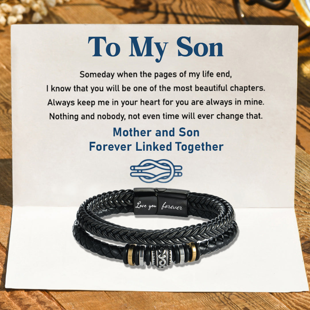 “Mother and Son Forever Linked Together" Double Row Bracelet