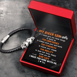Skull Cuff Bracelet - Biker - To My Son - I Love You