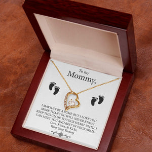 To My Mommy - Baby Feet Heart Pendant Necklace Gift Set
