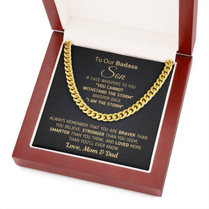 Gift for Son From Mom and Dad - "I Am The Storm" Chain Necklace