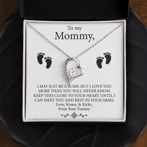 To My Mommy - Baby Feet Heart Pendant Necklace Gift Set