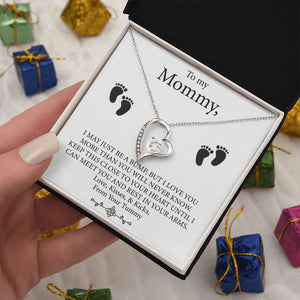 To My Mommy - Baby Feet Heart Pendant Necklace Gift Set