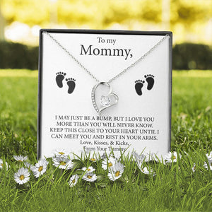 To My Mommy - Baby Feet Heart Pendant Necklace Gift Set