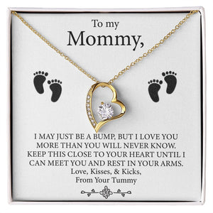 To My Mommy - Baby Feet Heart Pendant Necklace Gift Set