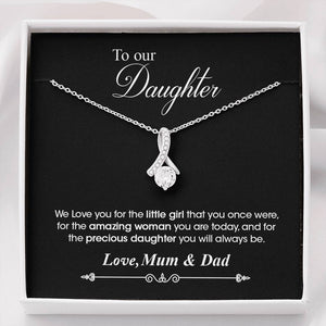 "To Our Daughter, Love mum & Dad" White gold necklace