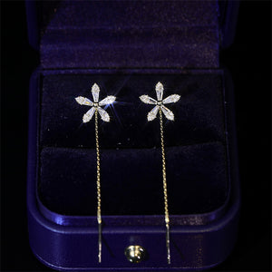 Shiny Diamond Flower Earrings