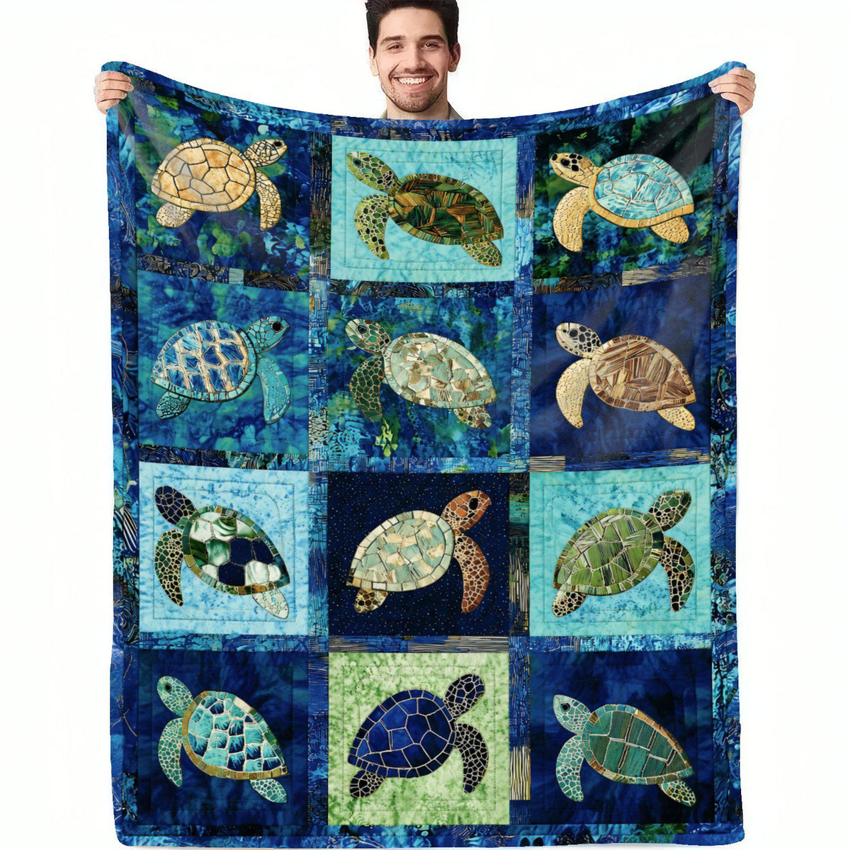 Sea Turtle Blanket, Coastal Nautical Decor