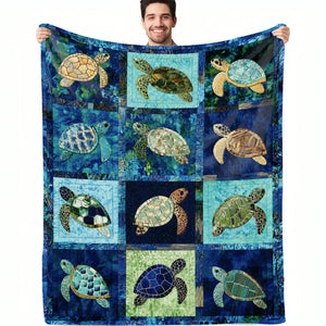 Sea Turtle Blanket, Coastal Nautical Decor