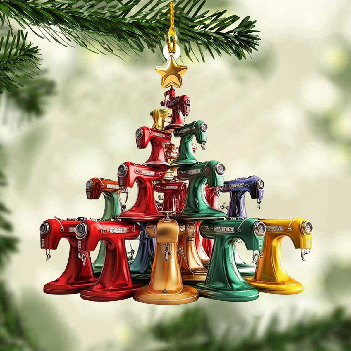 Sewing Machine Christmas Tree Ornament - Perfect Gift For Sewing Lovers