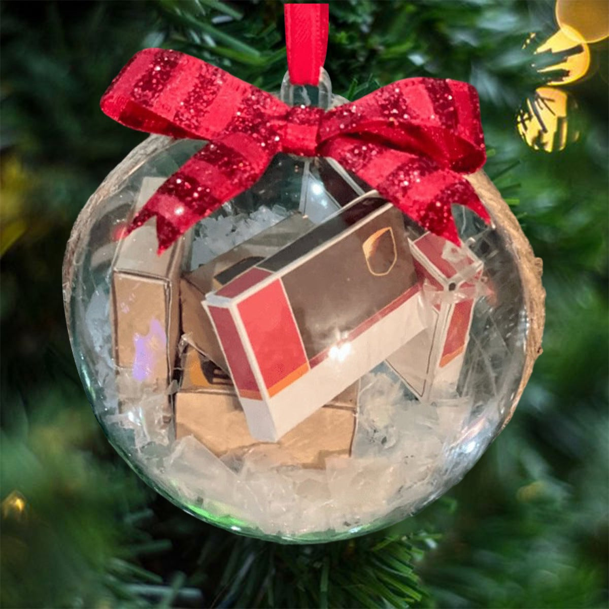 Fun Christmas Tree Ornament, Mini Wrapped PVC Transparent Ball Ornament, Suitable For Family Christmas Gifts