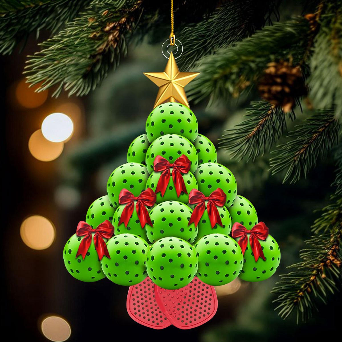 Pickleball Christmas Tree Ornament, Pickleball Player Gift