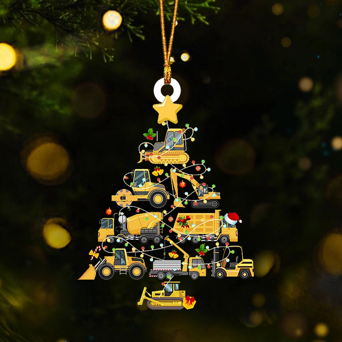 Excavator Truck Christmas Tree Ornament, Gift for Kids, Gift For Boy