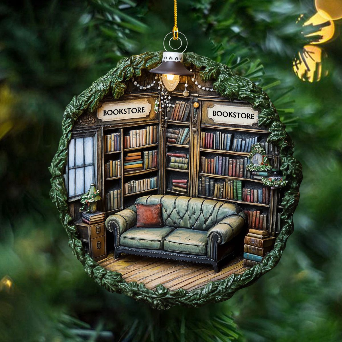 Bookish Bliss Bookstore Ornament, Gift For Bookish Lovers