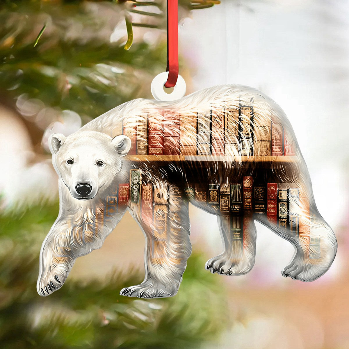 Polar Bear Book Ornament - Gift For Book Lovers- Christmas Gift