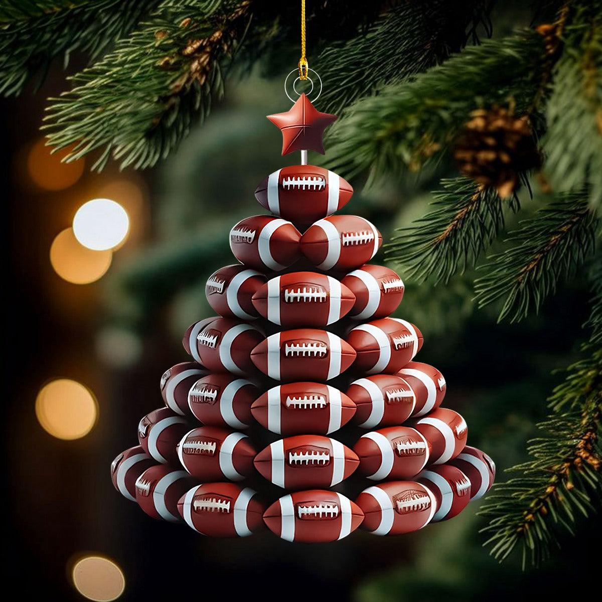 Football Christmas Tree Ornament, Football Fan Gift