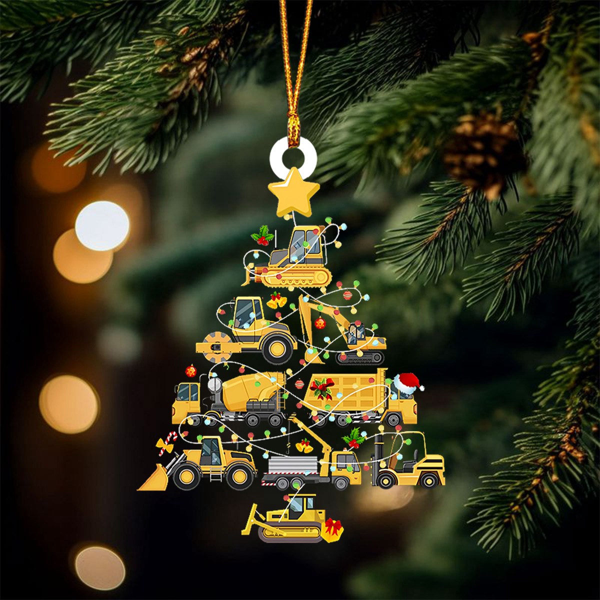 Excavator Truck Christmas Tree Ornament, Gift for Kids, Gift For Boy