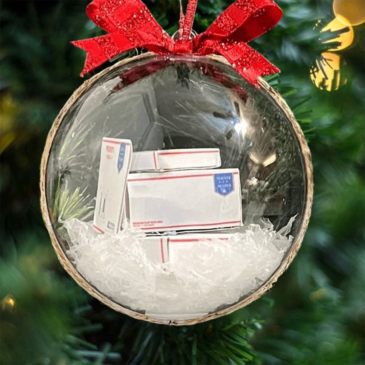 Fun Christmas Tree Ornament, Mini Wrapped PVC Transparent Ball Ornament, Suitable For Family Christmas Gifts