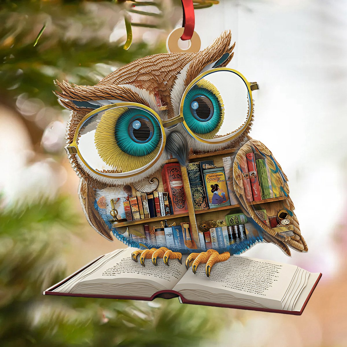 Owl Book Ornament - Gift For Book Lovers- Christmas Gift