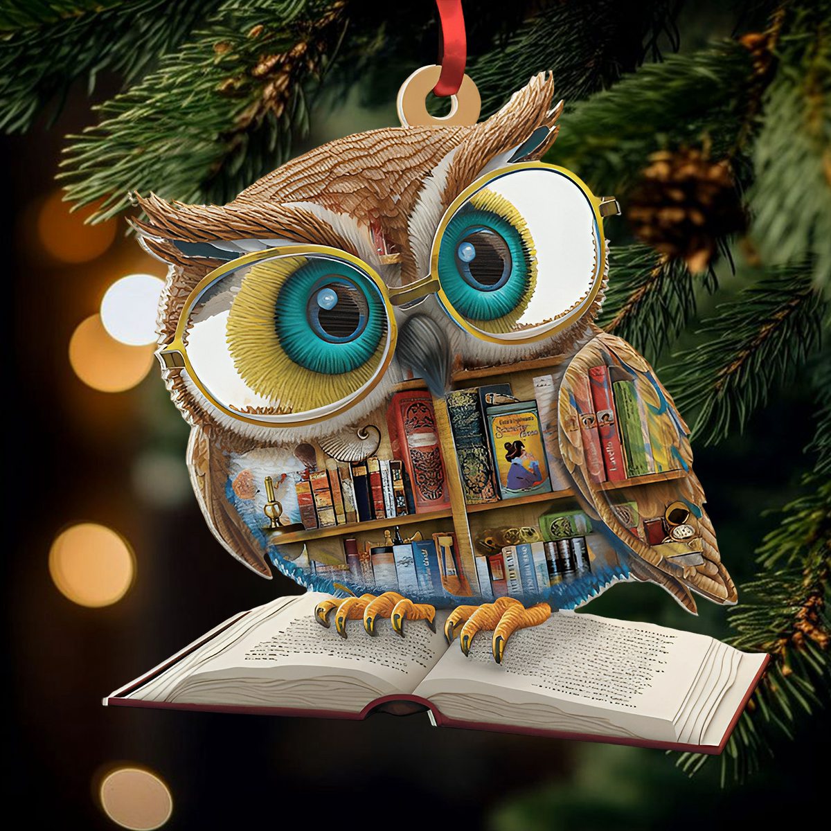 Owl Book Ornament - Gift For Book Lovers- Christmas Gift