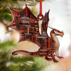 Dragon Book Ornament - Gift For Book Lovers- Christmas Gift