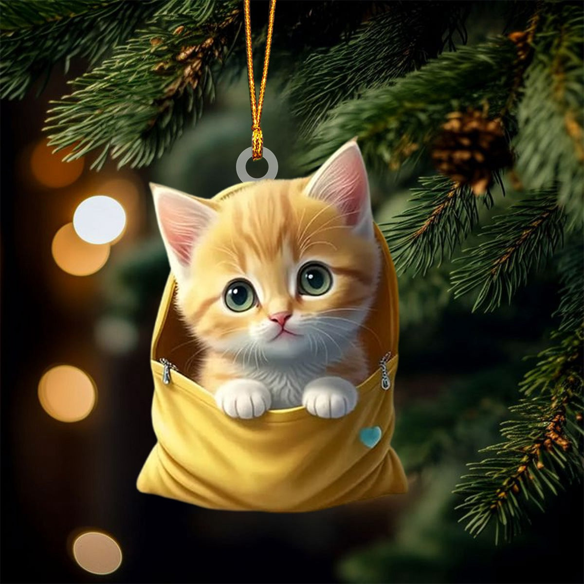 Cute Cat Christmas Ornament, Gifts For Cat Lovers Ornament