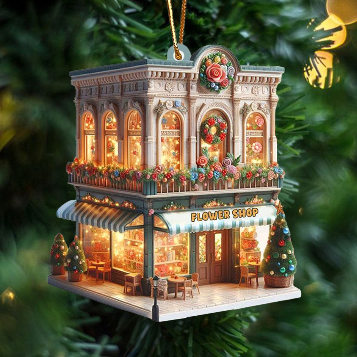 Flower Shop Christmas Ornament, Xmas Ornament