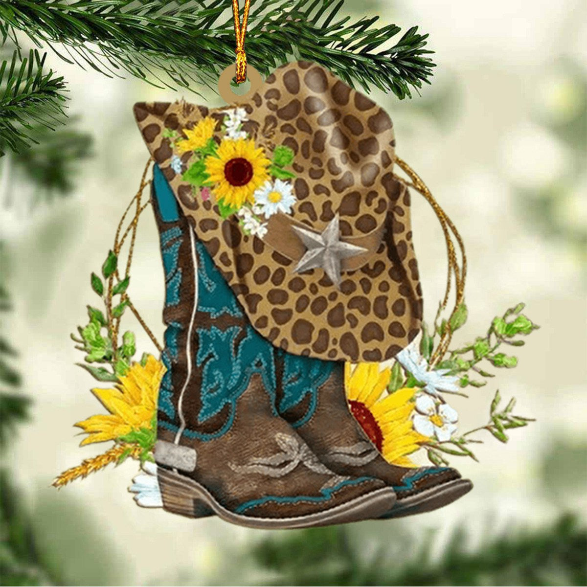 BOOTS AND HAT COWBOY Christmas Ornament