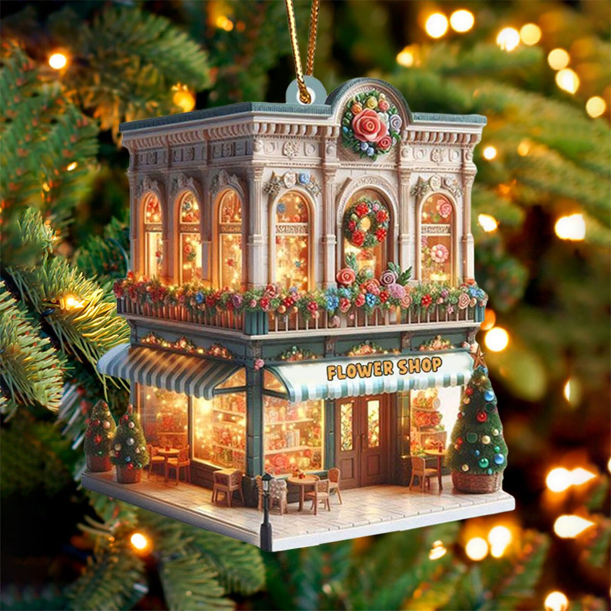 Flower Shop Christmas Ornament, Xmas Ornament