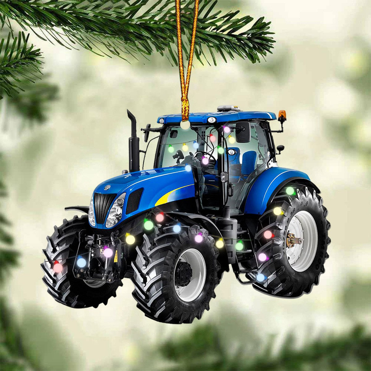 Farmer Tractor With Christmas Ornament