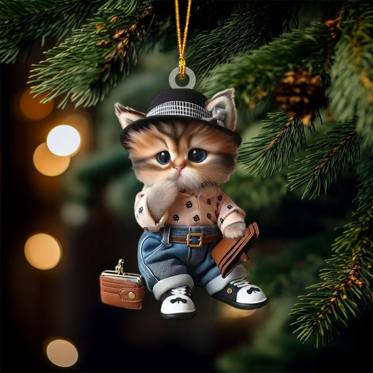 Cute Cat Christmas Ornament, Gifts For Cat Lovers Ornament
